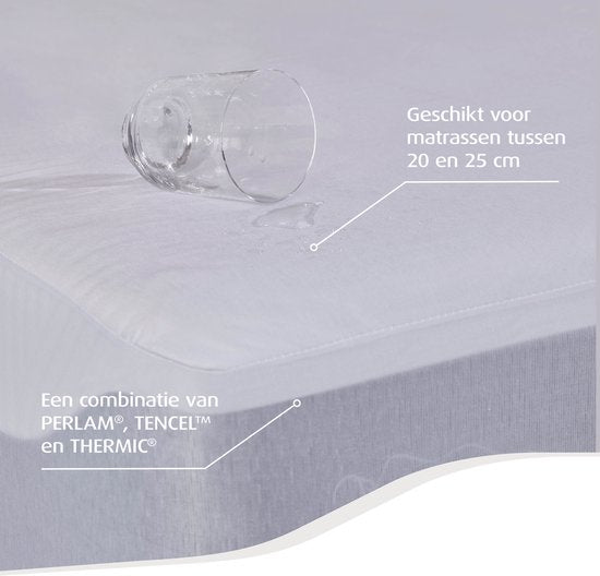 Home by TEMPUR® matrasbeschermer 140 x 210 x 25 cm – waterdicht – verkoelend – anti huisstofmijt – cooling TENCEL – wit