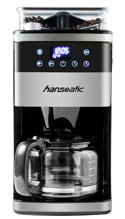 Hanseatic Koffiemachine met Molen HCMG105015SD - Zwart/Zilver - 21 x 31 x 42 cm - 1,5L, 12 Kopjes