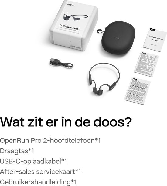 Shokz OpenRun Pro 2 Open-ear Sporthoofdtelefoon - Bone Conduction - IP55 water- en zweetbestendigheid - 12 uur batterij - Zwart