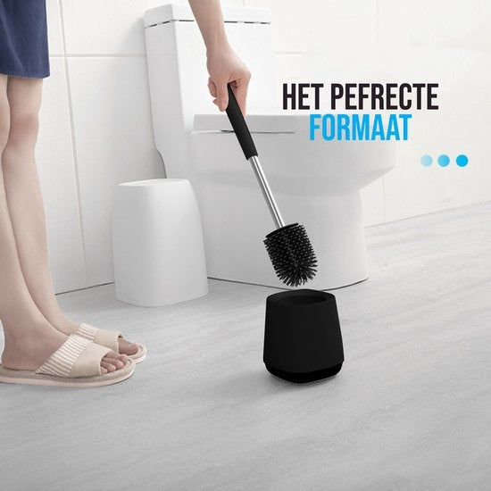 Strex Toilettenbürste Silikon mit Halter Schwarz – Schnelltrocknend, hygienisch & antibakteriell wirkend – WC-Bürste – Toilettenbürstenhalter