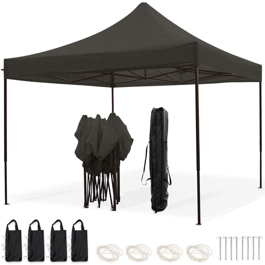 LifeGoods Partytent - Paviljoen - EasyUp - Opvouwbaar - Waterdicht - Met Draagtas - 300 x 300 cm - Antraciet