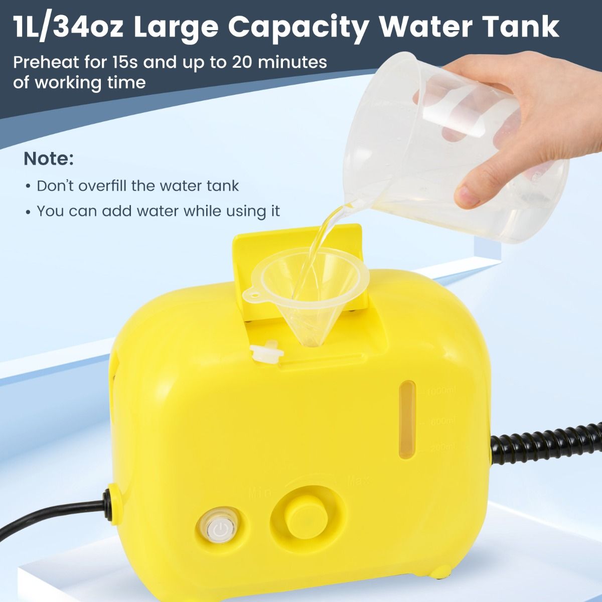 Coast Draagbare Stoomreiniger - 1600W - 1L Watertank - Geel