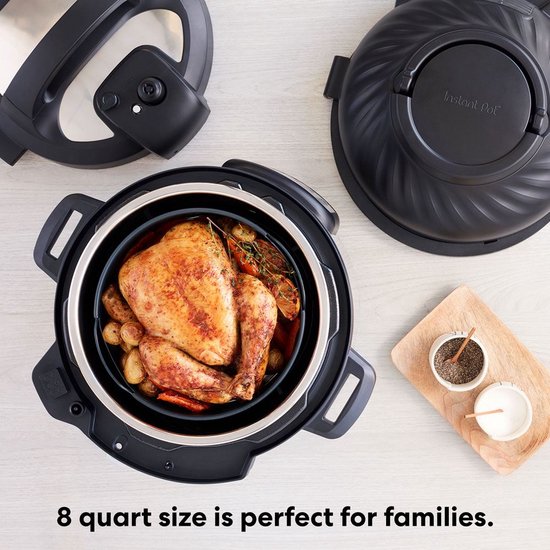 Instant Pot Duo Crisp 7,6L Multicooker + Airfryer - 11-in-1 Snelkookpan - Slowcooker - Sous-vide - Air Fry - Twee-Deksel Systeem - Tot 8 Porties