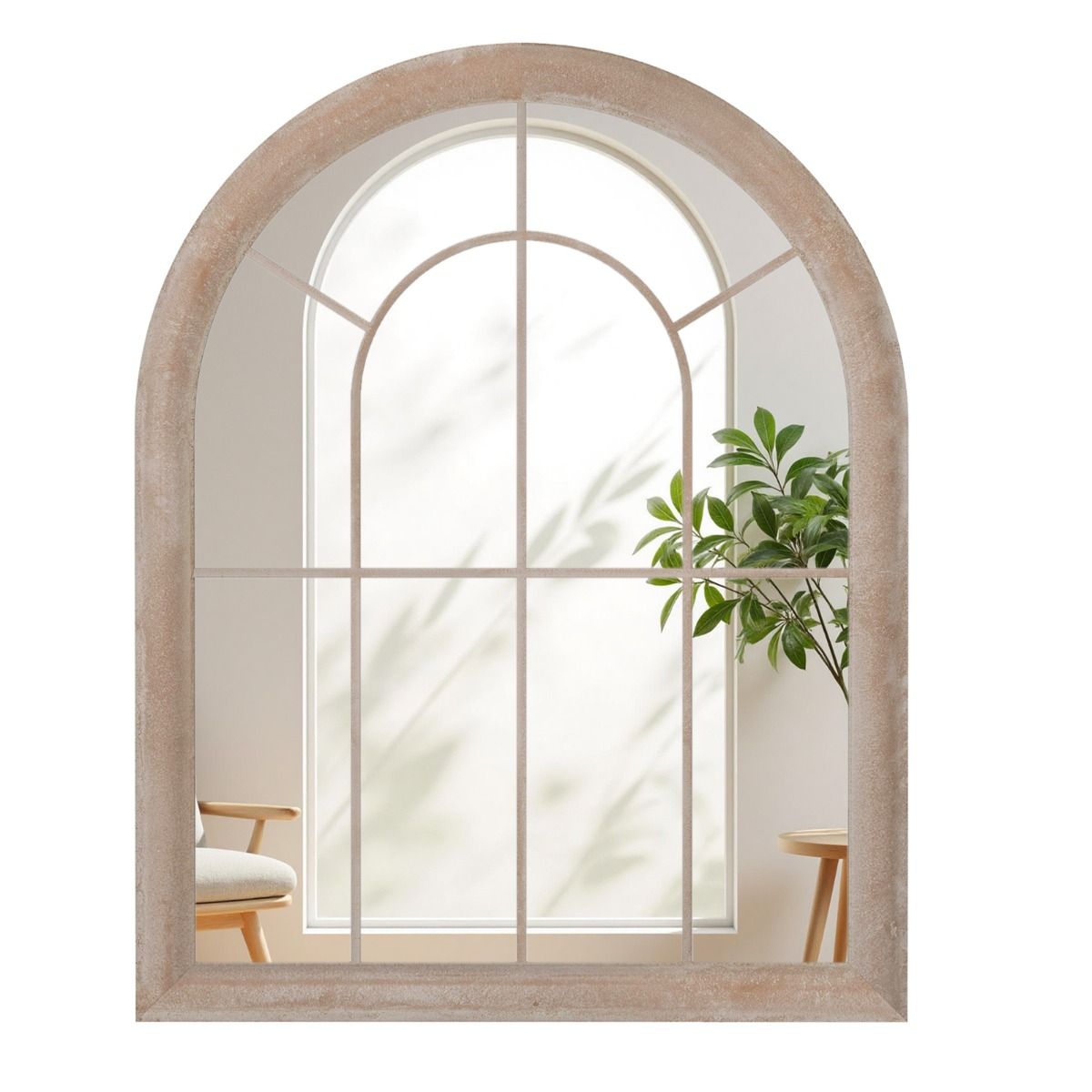 Coast Raamkozijnspiegel - gebogen wandspiegel - metalen frame - grijs - 88 x 69,5 cm