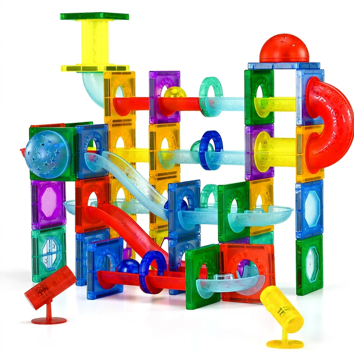 Tokky 3D Magnetische Bouwblokken 110 Stuks - Transparant - LED, Knikkerbaan, STEM, vanaf 5 Jaar