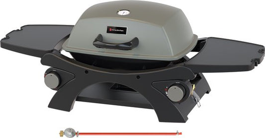 KitchenBrothers Gasbarbecue – Tafelmodel & 2 Hittezones – 10.000 BTU – 48 x 37 x 38 cm – Zwart