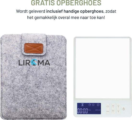 LIROMA® Daglichtlamp - Blauw en Wit licht - 10.000 LUX - Timer - Lichttherapie - Bureaulamp