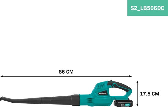 VONROC Accu Bladblazer 20V – Luchtsnelheid 180 km/u – Luchtvolume 5m3/min - Incl. 2x 2.0Ah accu’s en snellader