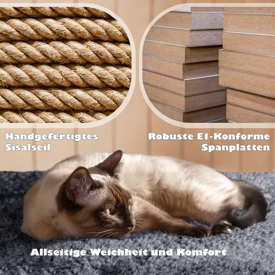 Yaheetech Krabpaal - 3 Uitkijkplatforms - 2 Kattenholletjes - 49 x 49 x 139 cm - Donkergrijs