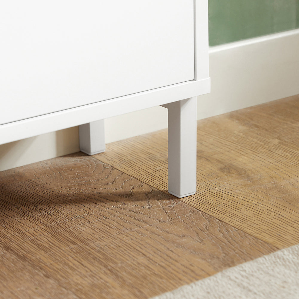 SoBuy Schoenenkast met 4 Kleppen – Schoenenopbergkast voor Hal of Entree – Wit – 100x19x91 cm