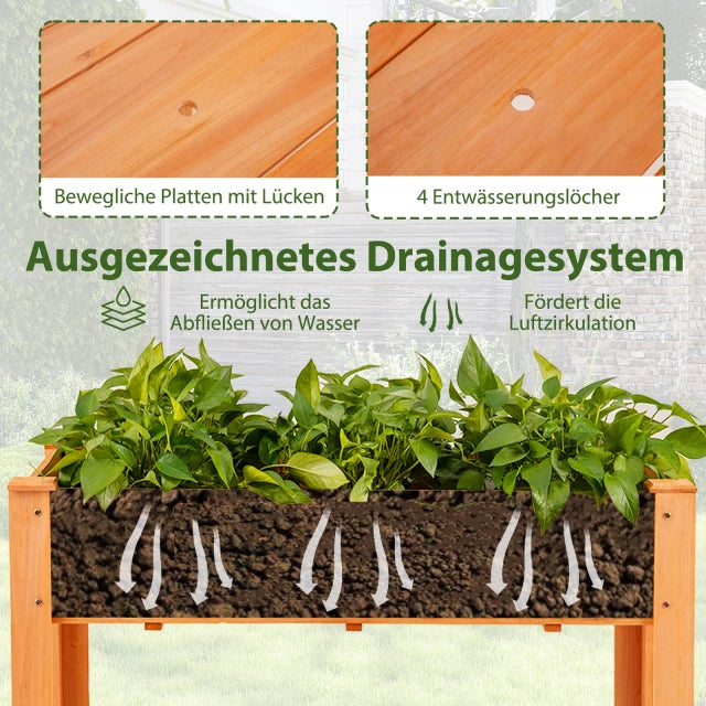 Coast Verhoogde Plantenbak Roodbruin – Houten Moestuinbak met Drainagegaten – 120 x 60 x 82 cm