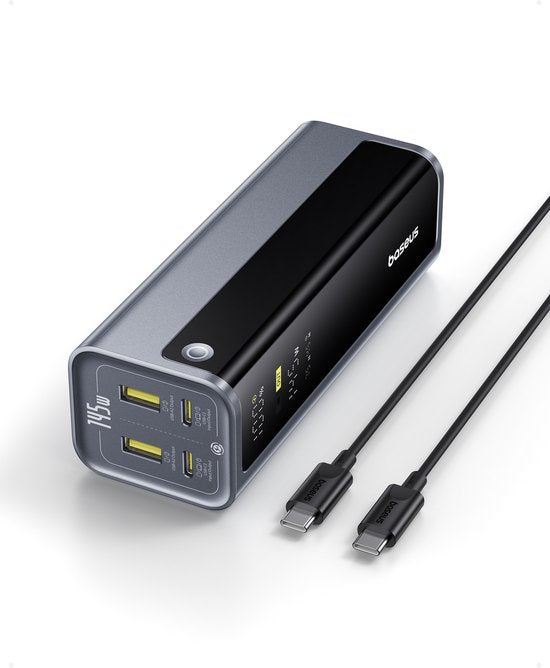 Baseus EnerGeek Power Bank -145W 20800mAh Laptop Powerbank- -Draagbare Oplader-Externe batterij met 2X USB-C PD 3.0 100W Max Snel opladen, Digitaal scherm, Compatibel met MacBook Pro, Dell, HP, SteamDeck, iPhone 16/15/14/13, Samsung