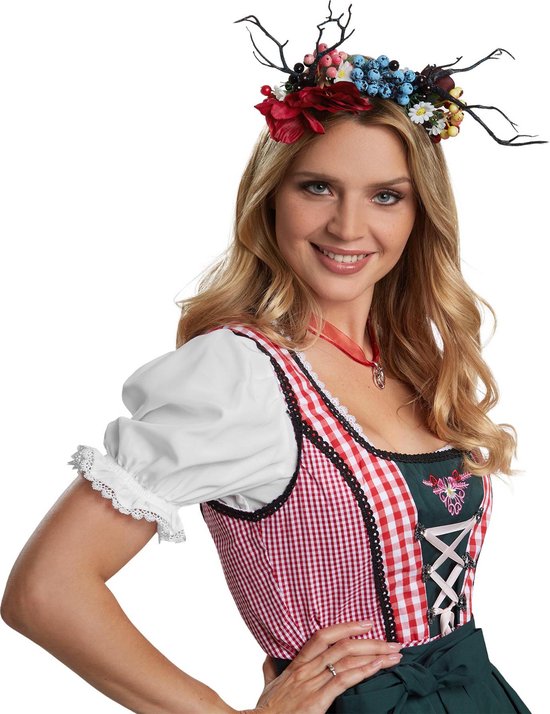 Dressforfun Mini-Dirndl Berchtesgaden model 2 M - verkleedkleding kostuum halloween verkleden feestkleding carnavalskleding carnaval feestkledij partykleding - 304656