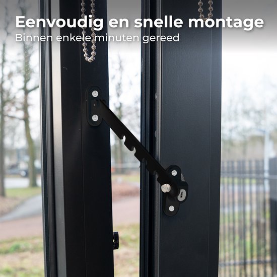 Nuvance Raamuitzetter - Raamvastzetter - Kierstandhouder - Windhaak - 5 Standen - Raamslot - Windhaak - Kinderslot - Zwart