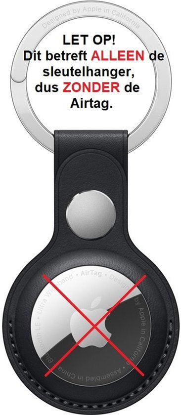 Apple - Airtag Sleutelhanger - leer - Zwart