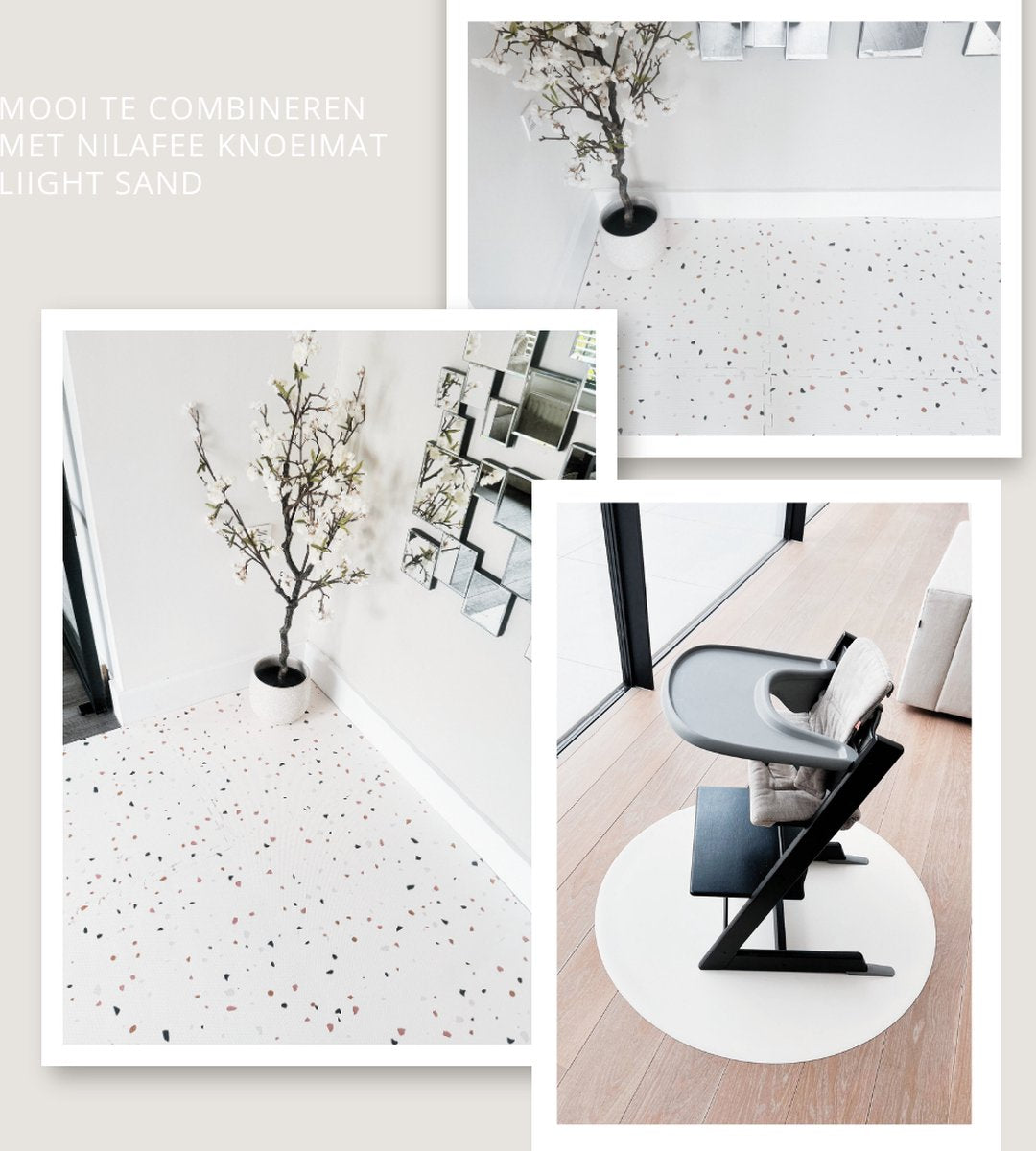 NilaFee Luxe Speelmat voor Baby – Terrazzo Puzzelmat – 180 x 120 x 1,5 cm – Classic Wit