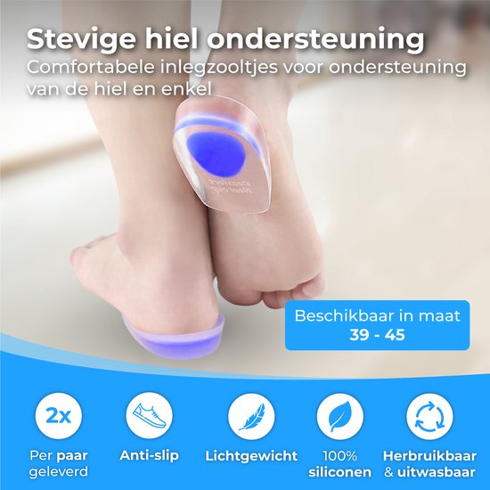 Nuvance - Hielspoor Zooltjes - Hielbeschermers - Inlegzolen - Hielspoor - 2 Stuks voor Maat 39-45 - Blauw