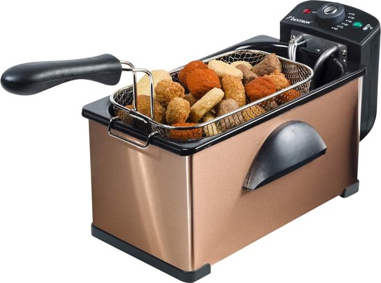 Bestron Frituurpan 3.5 liter - AF370CO - Friteuse 2000W - Kijkvenster - Koper