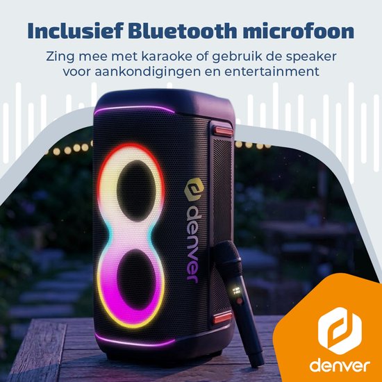 Denver Bluetooth Speaker Party box - Discolichten - Partybox - Incl Microfoon - Luidspreker - BPS370
