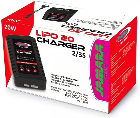Jamara Lplader Lipo 2s/3s 50/60 Hz 25w Zwart