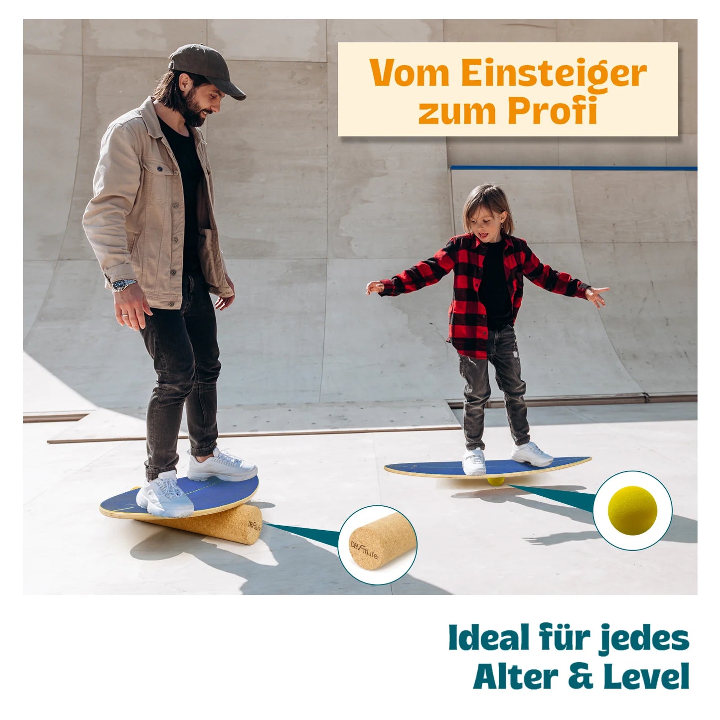 DH FitLife Surfin Balance Board uit Echt Hout – Indoor Surfboard met Rocker Shape voor Balans en Coördinatie