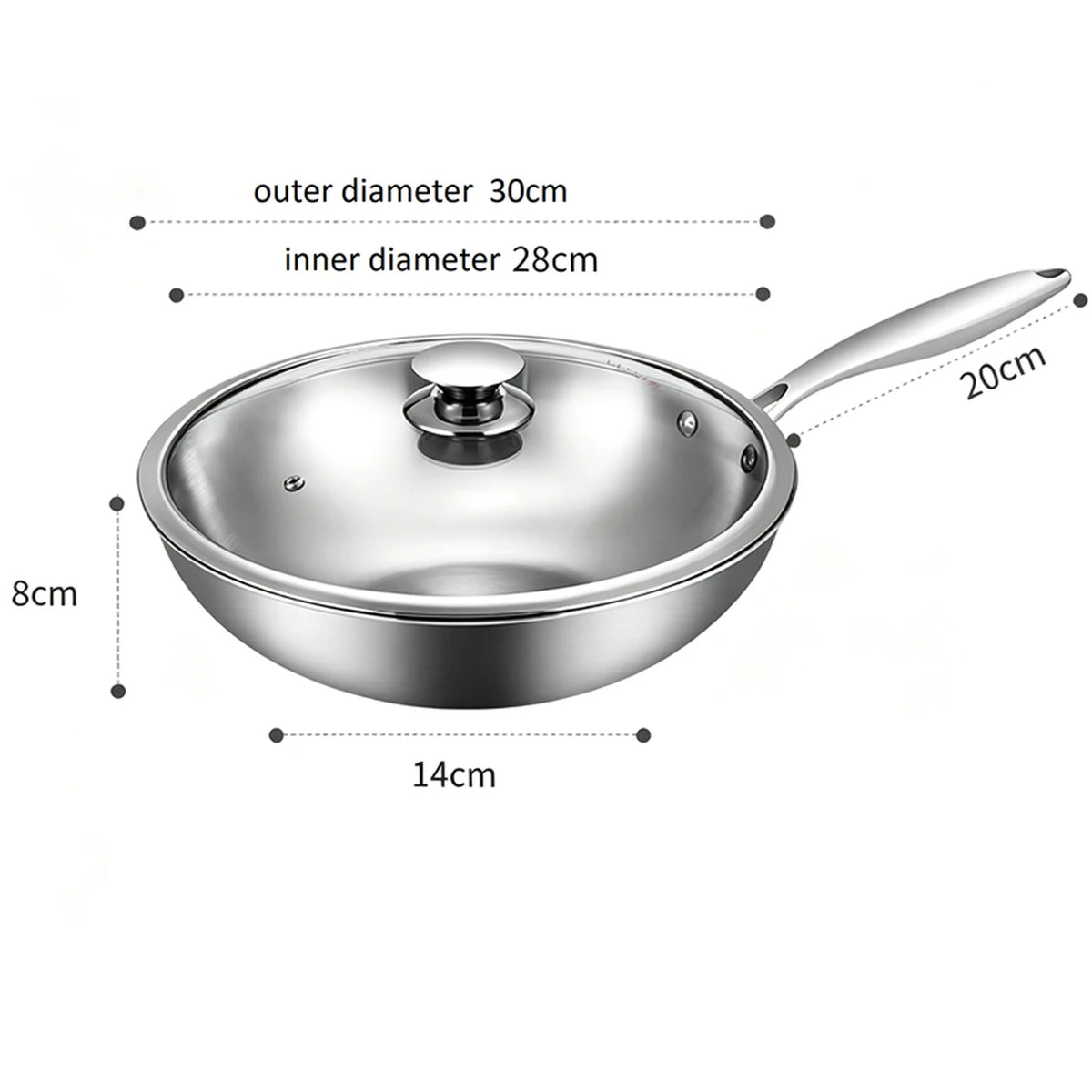 Maxcook MCC7911 RVS wokpan 28 cm met glazen deksel