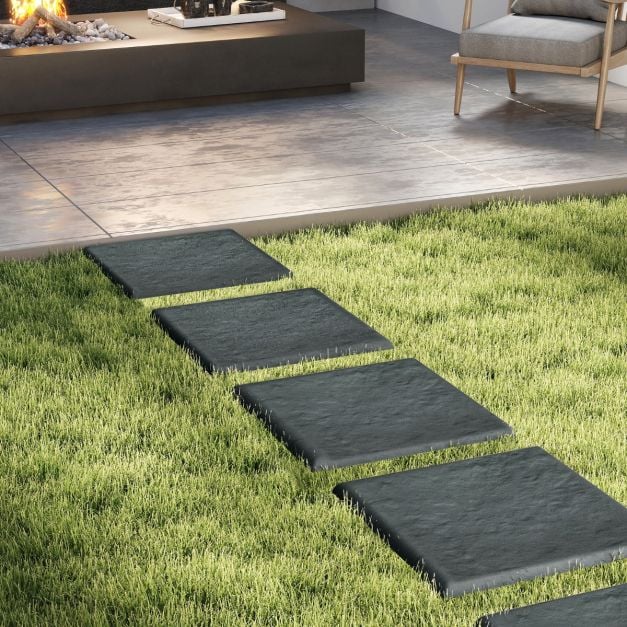 Coast Stapstenen Grijs – Set van 8 Tuintegels met 32 Grondpennen – 39,5 x 39,5 cm