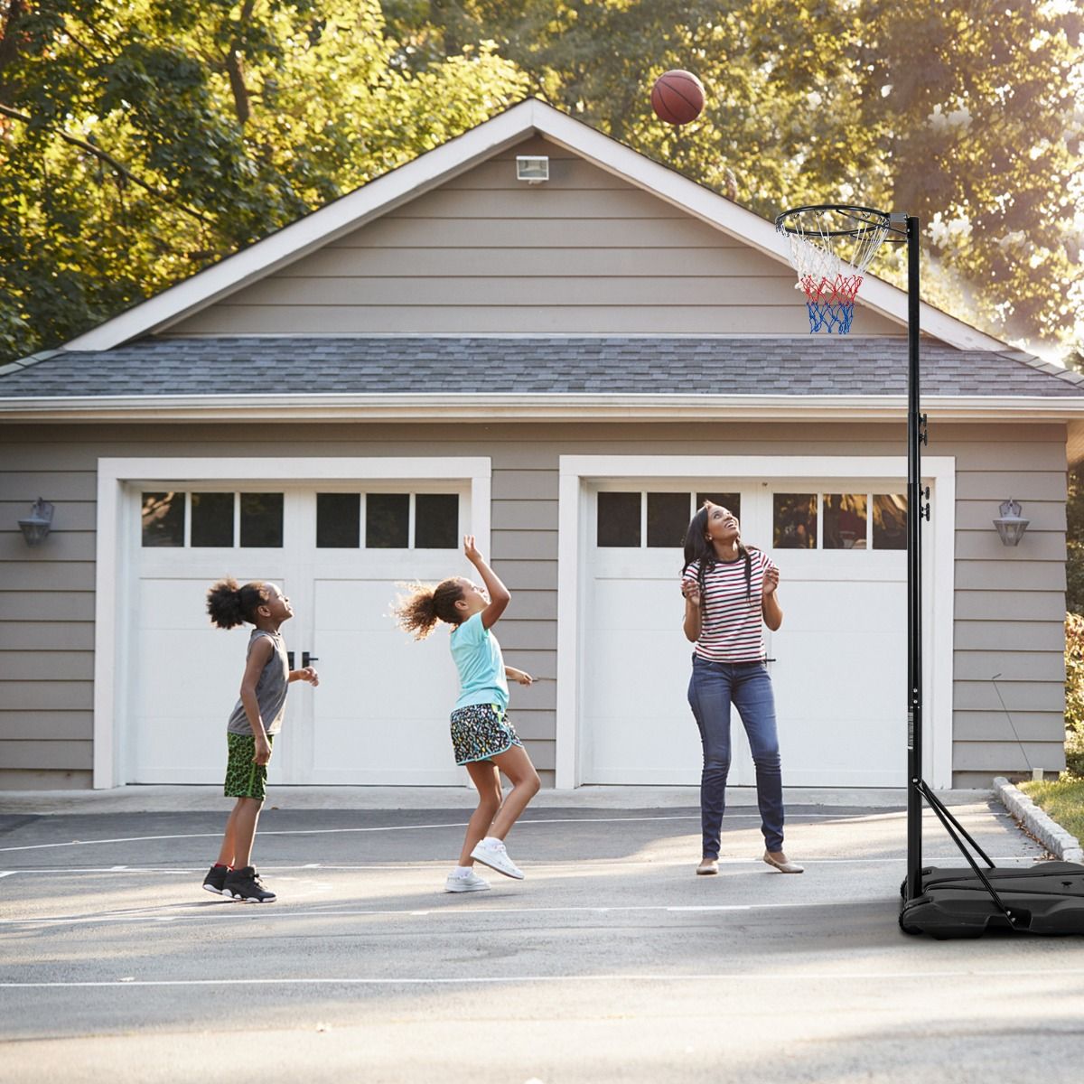 Coast Basketbalstandaard - in hoogte verstelbaar - opvulbare basis - met wielen - zwart