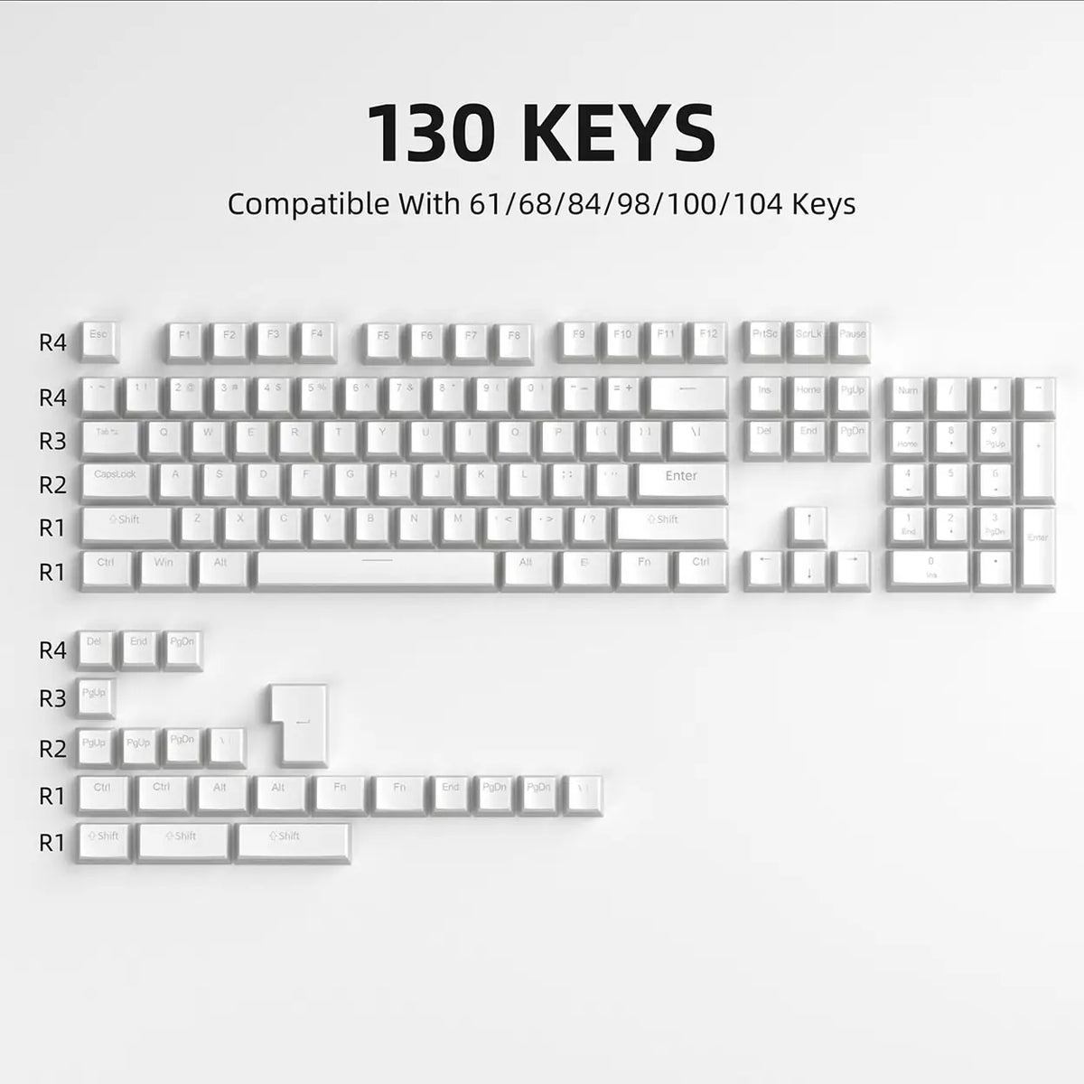 MageGee Double Shot PBT pudding-keycaps - 130 toetsen - wit