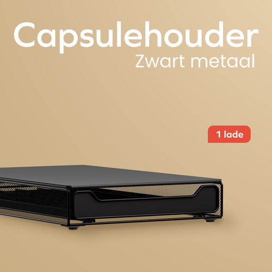 KitchenBrothers Koffiecups Houder - Capsulehouder - Geschikt voor Nespresso - 60 Cups - Cuphouder - Met Lade - Zwart