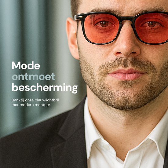 LC Eyewear Computerbril - Blauw Licht Bril Zonder Sterkte - Blue Light Glasses - Beeldschermbril Vierkant - Unisex Bril Zonder Sterkte - Rood