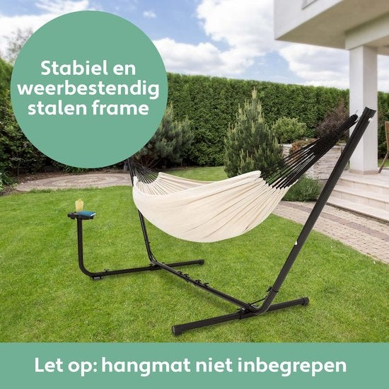 Hangmat Standaard 2 Persoons met Bekerhouder - Verstelbaar - Weerbestendig – tot 205 kg – Incl. Draagtas