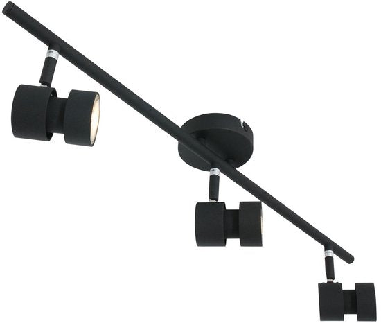 Spot Natasja 7903ZW zwart 3-lichts dimbaar GU10 plafondlamp met metalen en kunststof constructie, modern design, 68 cm breed – Steinhauer