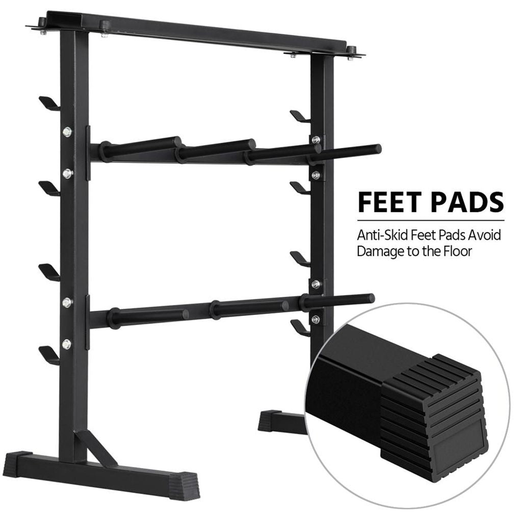 Yaheetech Halterrek met 3 niveaus - 7 haken - Tot 300 kg - Zwart - 100 x 53 x 102,5 cm
