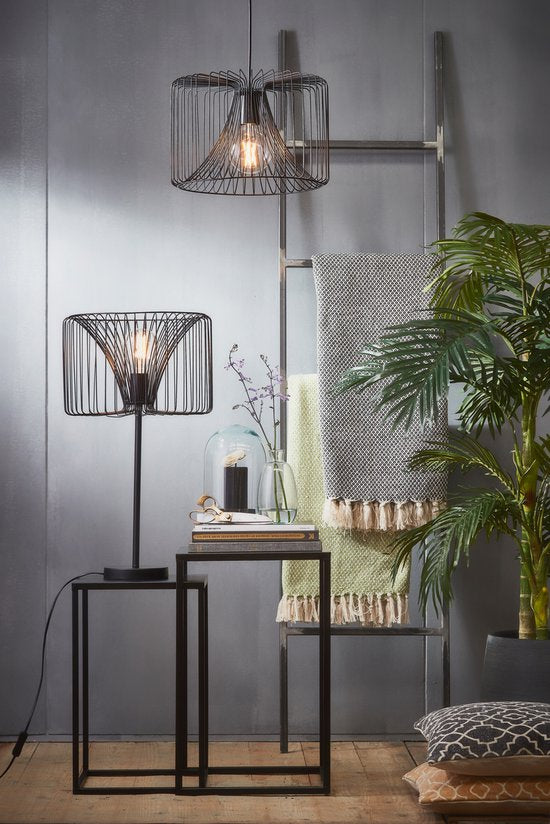 Mica Decorations Goa Bijzettafel - Set van 2 - L30 x B30 x H70 cm - Metaal - Zwart