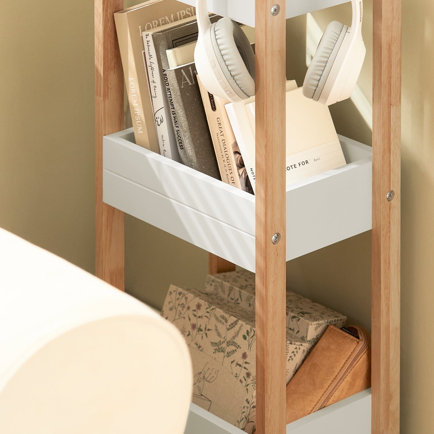 SoBuy Badkamerkastje met 3 Vakken - 28x74x20 cm - Hout/Wit
