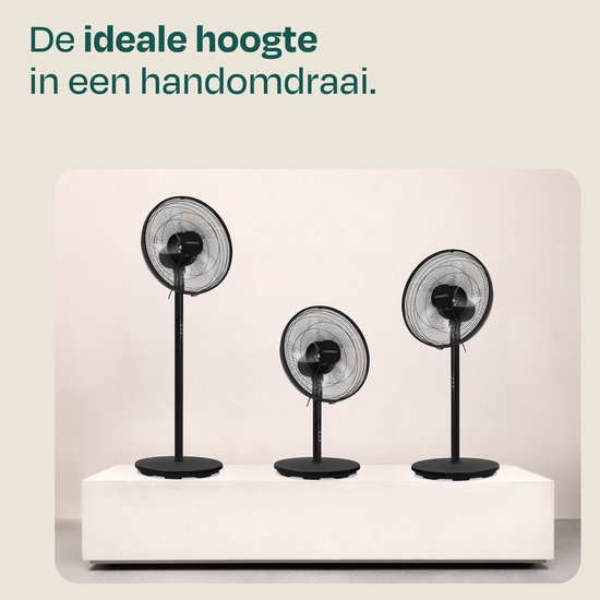 VONROC Vloerventilator - Ø 45,5cm - 3 snelheden – timer - verstelbaar in 3 hoogtes - incl. afstandsbediening - zwart