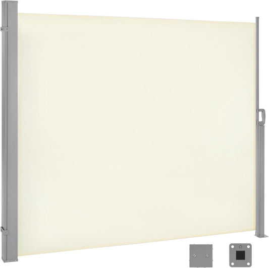 WOLTU Zijmarkies Intrekbaar 180 x 350 cm - Inkijkbescherming - Zonwering en Winddicht - Crème