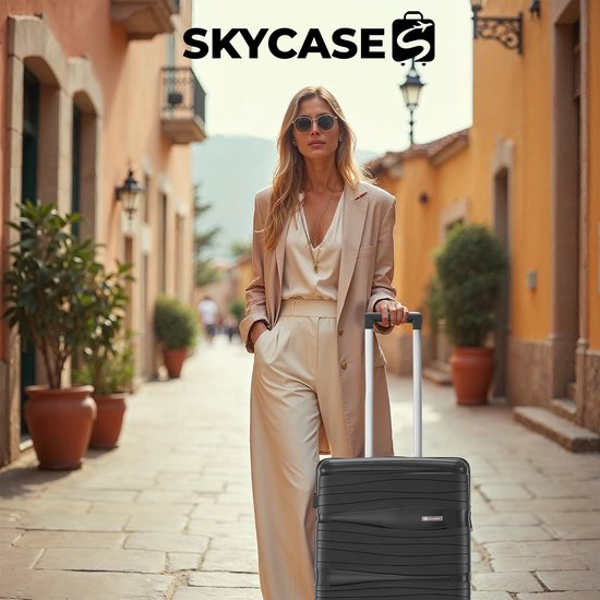 SC Travelin' Charm – 28-inch Grote Reiskoffer - Cijferslot - 41x24x69 cm - 98L - Lichtgewicht, Waterdicht & Duurzaam - Zwart