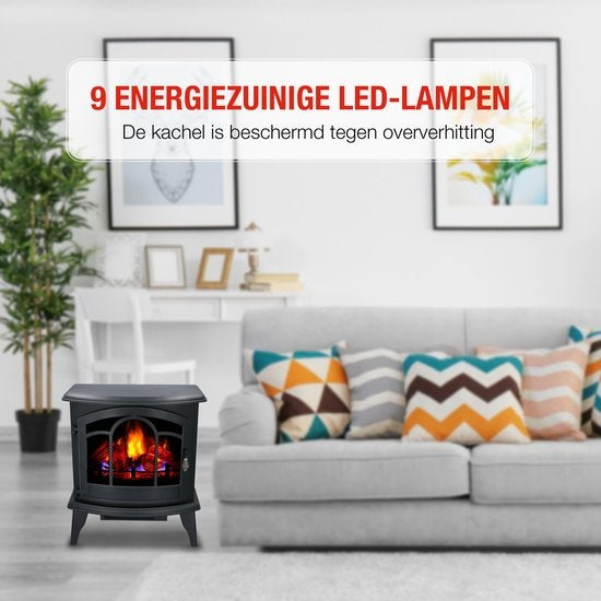 Alpina Elektrische Vicenza - Sfeerhaard - Afstandsbediening en Timer - LED Vlammen - 2000W - Zwart - Met Verwarming