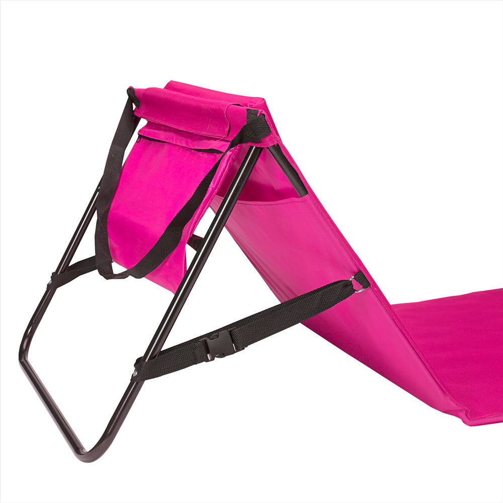 Detex Strandmat Rugleuning Draagriem Zijtas 158x56x45,5cm Roze