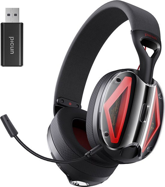 Picun G1 - 2.4GHz Draadloze Gaming Headset - Over ear koptelefoon - Met microfoon - PC/PS4/PS5/Nintendo Switch - Zwart rood
