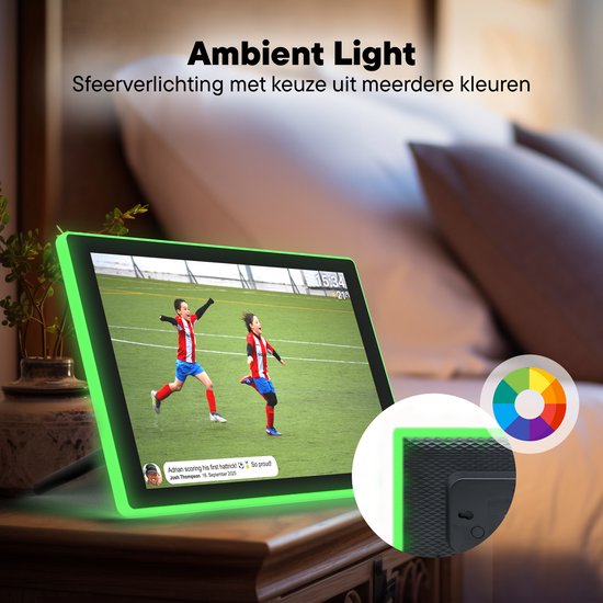 Denver Digitale Fotolijst 10.1 inch - Ambilight – HD - Frameo App - Fotokader - Digitale kalender - WiFi - 16GB - IPS Touchscreen - PFF1082
