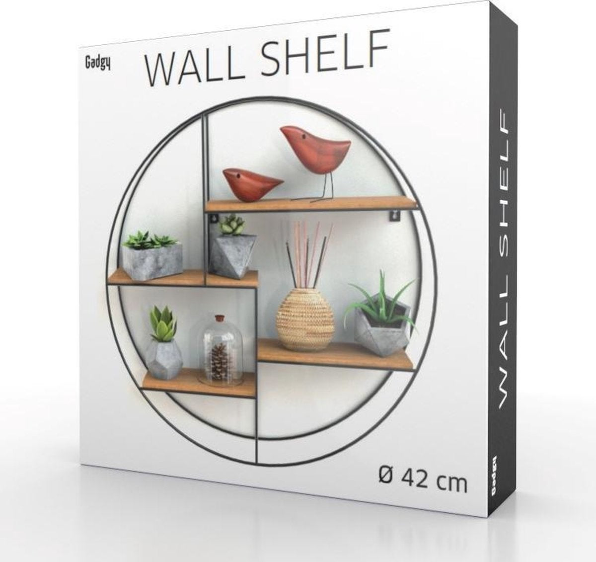 Industrieel Wandrek Rond – Houten Planken & Zwart Metaal – Decoratief Wandrek – Gadgy