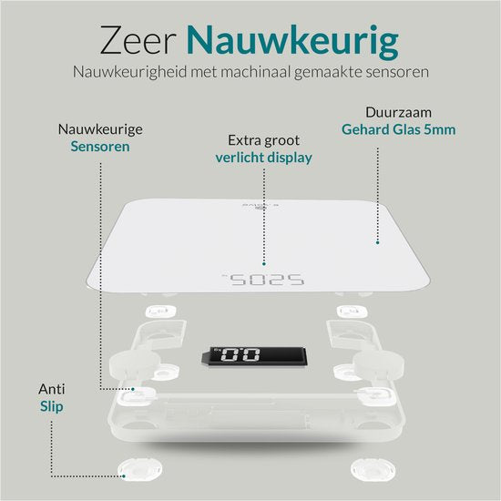 e.volve Weegschaal Personenweegschaal Digitaal - Incl. Batterijen - Digitale Weegschaal
