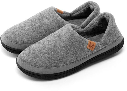 Milanoro Comfortabele Warme Herenpantoffels – Omklapbare Hiel – Grijs – Maat 41–42