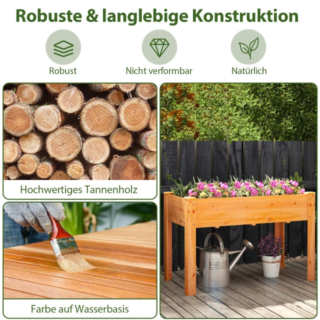 Coast Verhoogde Plantenbak Roodbruin – Houten Moestuinbak met Drainagegaten – 120 x 60 x 82 cm