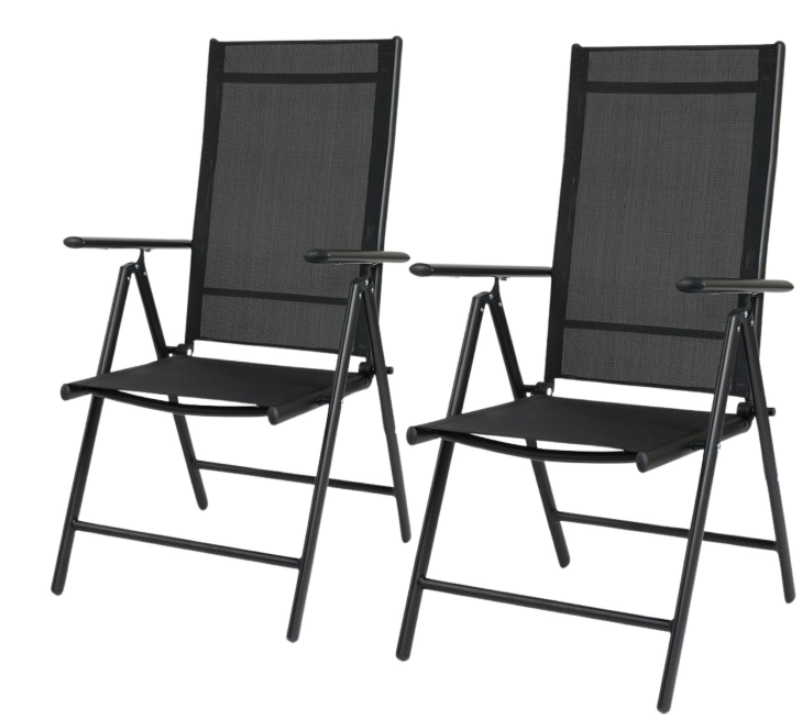 Lifa Garden Set van 2 Aluminium Tuinstoelen – Verstelbaar – max. 120 kg – 69 x 56 x 106 cm – Zwart