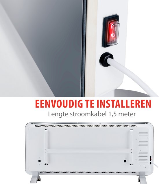 Alpina Convectorkachel - 2000W - 22 m² - 240V - 92 x 24 x 43cm - Zwart