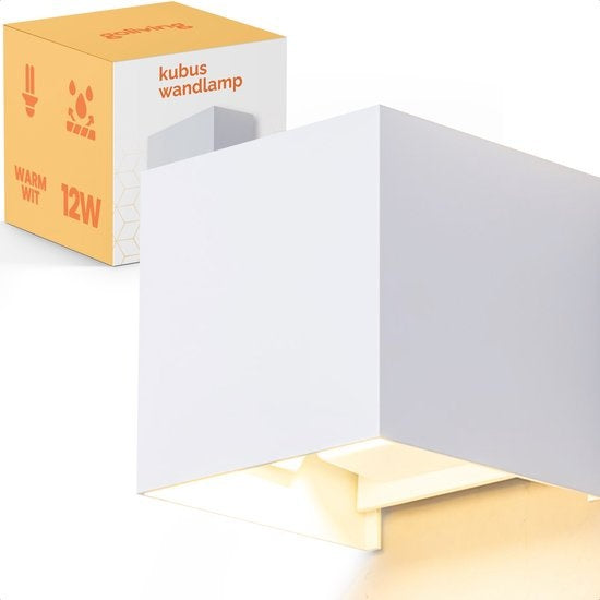 Goliving lamp – Wandlamp wit binnen en buiten – Kubuslamp industrieel – Waterdichte LED-verlichting - Energiezuinig en roestvrij - 10 x 10 x 10 cm